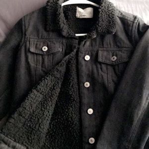 Black jean jacket. Fleece lined